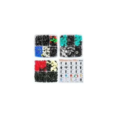 925 Stück Kunststoff-Niet-Clips, Kunststoff-Niet-Schutzverschluss,  universelle schwarze Auto-Clips für Auto-Türverkleidungen mit