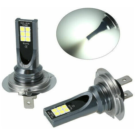 Autobeleuchtung, H7 Auto-LED-Nebelscheinwerfer, Scheinwerferlampen-Set,  6000 K, weißes Lauflicht, Decoder, Nebelscheinwerfer, Schwarz