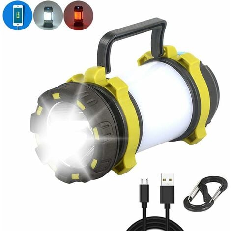 LITZEE Camping Licht, LED wasserdichte Camping Laterne IPX4  wiederaufladbare Taschenlampe, 3000mAh 3 Beleuchtungsmodus für Camping  Biwak Höhle DIY