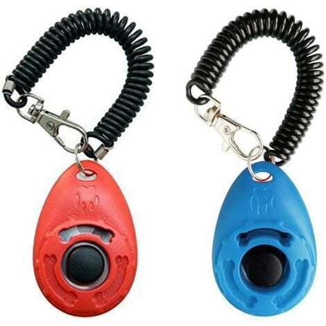 LITZEE Dog Clicker, professioneller Clicker mit elastischem Gurt,  Clickertraining mit Gurt für Pferde-, Katzen- und Hundeklicker mit großem  Knopf (rot und blau)