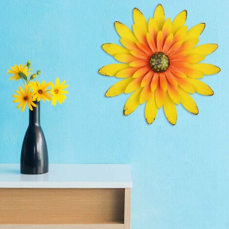 LITZEE 31CM Metall Blumen Wanddekoration Mehrschichtige Blumen Wandkunst  Dekorationen, für Balkon Terrasse Veranda Schlafzimmer Wohnzimmer Garten