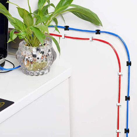 LITZEE 60 Stück selbstklebende Kabelclips, Kunststoffkabel-Organizer  Kabelaufbewahrungs-Management-Clip für Home Office - Schwarz