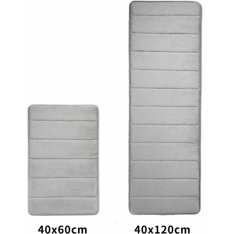 LITZEE Badematte, saugfähige, rutschfeste Badematte aus Memory-Schaum, waschbar, Memory-Schaum, 40 x 120 cm – grau