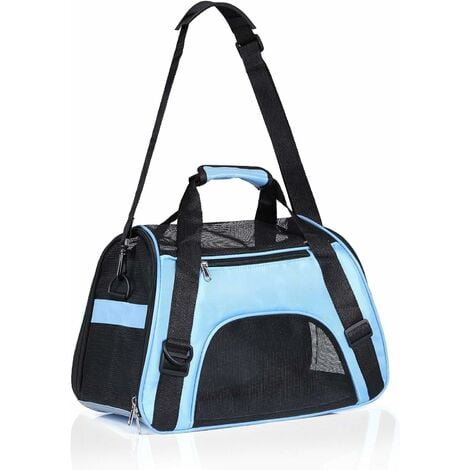 LITZEE Faltbare Transporttasche für kleine Hunde und Katzen mit  Sicherheitsreißverschluss Blassblau