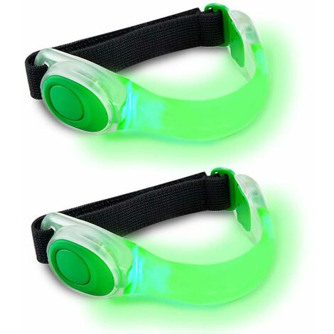 LITZEE 2-teilige verstellbare, gut sichtbare reflektierende Led-Armbänder  für Joggen, Radfahren, Wandern, Motorradfahren oder Laufen im Freien - Grün