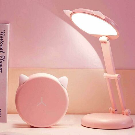Schreibtischlampe für Kinder,Dimmbare Nachttischlampe mit Touchsensor Pink 