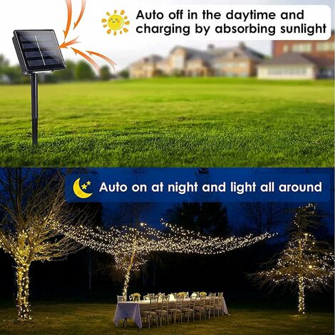 200 LED 20m Solar Lichterkette Kupferdraht Beleuchtung Garten Außen Deko Lampe 