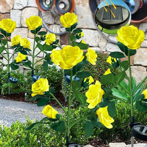 Solarlampen für Außen Garten, Solarleuchten Garten Deko mit 6 LED Rose  Blume Lichter, Solar Wegeleuchten Außen