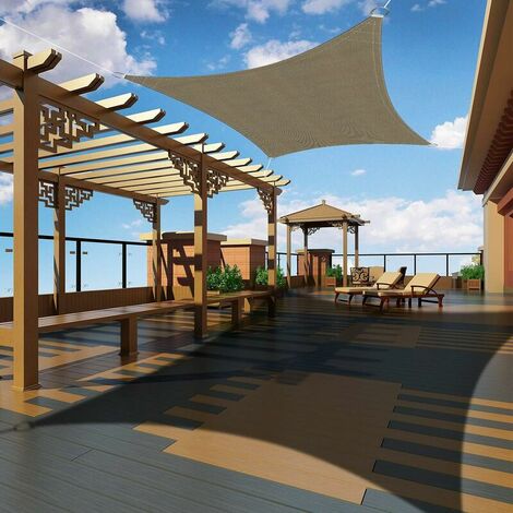 LITZEE Sonnensegel Rechteckig 4x5m Khaki, Wasserdichtes Vordach UV-Schutz  für Garten Terrasse Outdoor Patio Pool mit