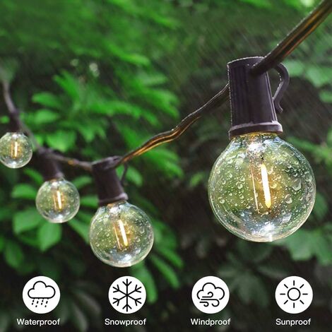 LITZEE Outdoor Lichterkette Outdoor Lichterkette,7.62M LED G40 Lichterkette  25+1 Ersatzbirnen,Wasserdichte Outdoor