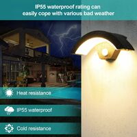 Außenleuchte mit Bewegungsmelder 15W LED Wandleuchte Aussen 3000K IP55 Außenlampe mit Bewegungsmelder geeignet für Balkon, Garten und Flur. [Energieklasse A+] LITZEE