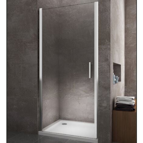 Duschtür für Nische mit Pendeltür aus 8 mm Glas mit Easy-Clean, reversibel - H 200 cm - 8 mm CM.84-88 verstellbar