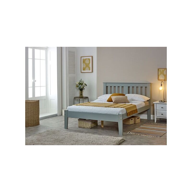 Kingston Wooden Bed, Slatted Bed Frame, Minimalist Guest Bed, Bedroom Furniture, Grey - Single