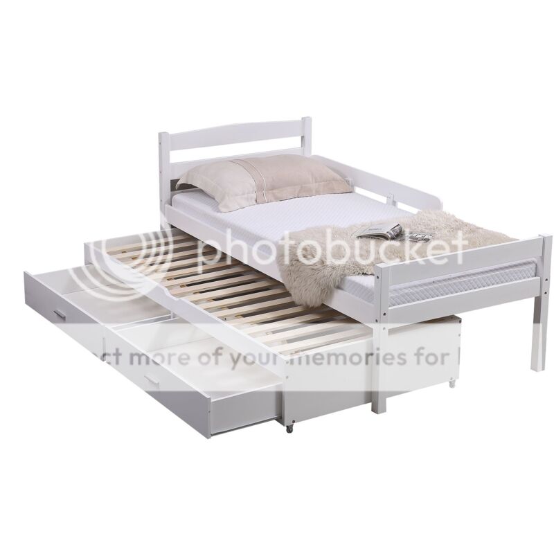 Captain Wooden Bed 3ft With Single Trundle Storage Drawers And Safety Guard Rail Available In White Or Grey Frame Only Captain Wooden Bed 3ft With Single, Single Bed With Storage Drawers Argos