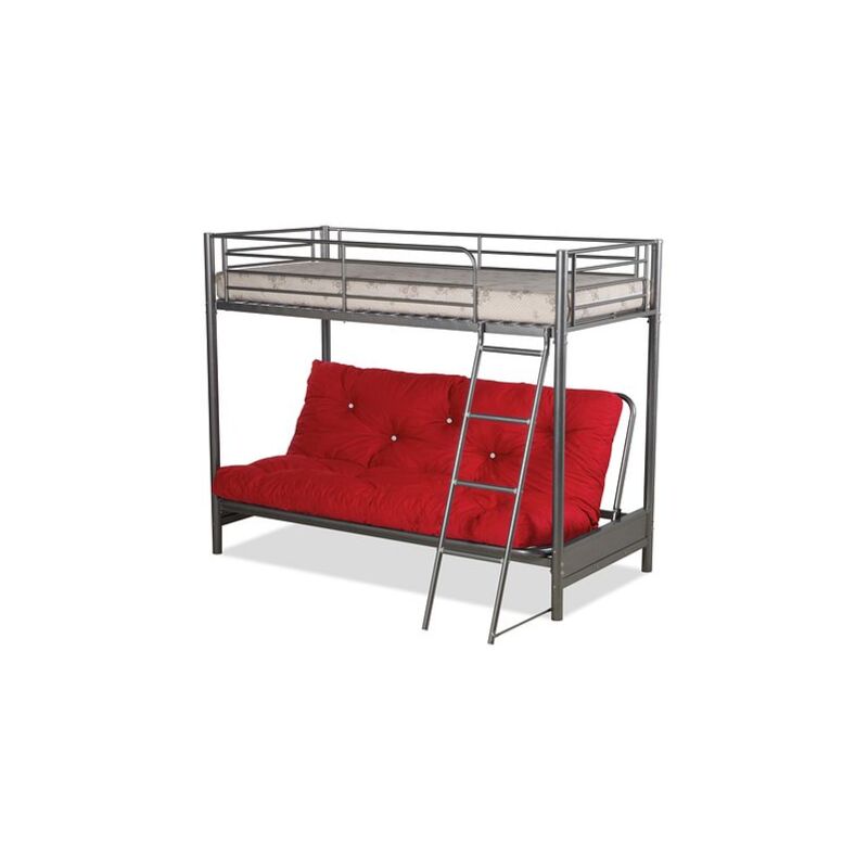 Humza Amani Futon Bunk Bed and with Futon Mattress (top mattress at extra cost) - Red