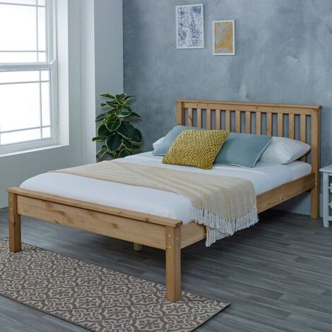 Wooden Chester Bed, Neutral Waxed Pine Bed Frame, Guest Bed, Bedroom Furniture - 4FT Small Double