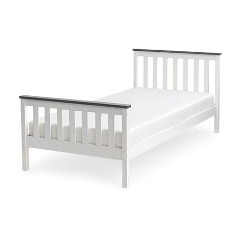 Wooden Shanghai Bed, White and Grey Painted Durable Bed Frame, Guest Bed, Bedroom Furniture with Grey Accents - 3FT Single
