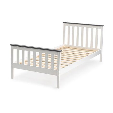Wooden Shanghai Bed, White and Grey Painted Durable Bed Frame, Guest Bed, Bedroom Furniture with Grey Accents - 3FT Single