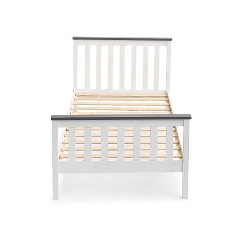 Wooden Shanghai Bed, White and Grey Painted Durable Bed Frame, Guest Bed, Bedroom Furniture with Grey Accents - 3FT Single