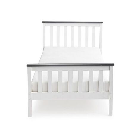 Wooden Shanghai Bed, White and Grey Painted Durable Bed Frame, Guest Bed, Bedroom Furniture with Grey Accents - 3FT Single