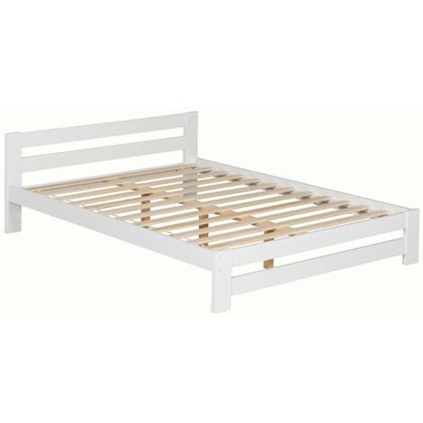 Wooden Xiamen Bed, Slatted Bed Frame, Guest Bed, Bedroom Furniture - White 4FT