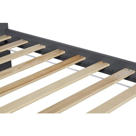 Wooden Xiamen Bed, Slatted Bed Frame, Guest Bed, Bedroom Furniture - Grey 3FT