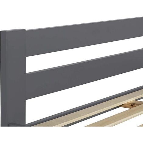 Wooden Xiamen Bed, Slatted Bed Frame, Guest Bed, Bedroom Furniture - Grey 3FT