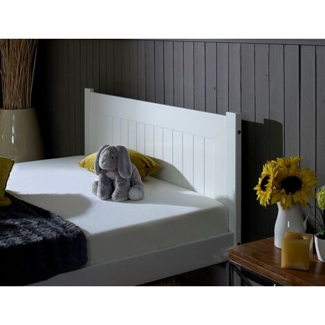 Clifton Wooden Bed, Sturdy Slatted Bed Frame, Minimalist Guest Bed in White - Single