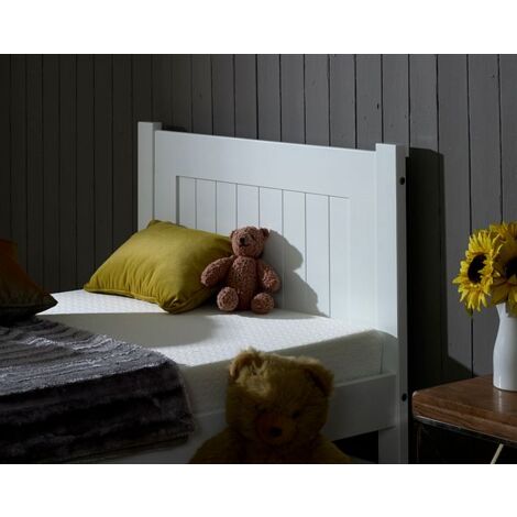 Clifton Wooden Bed, Sturdy Slatted Bed Frame, Minimalist Guest Bed in White - Single