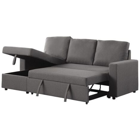 Reegan L Shaped Corner Sofa Bed with Hidden Storage and Reversible Chaise - Grey