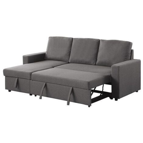 Reegan L Shaped Corner Sofa Bed with Hidden Storage and Reversible Chaise - Grey