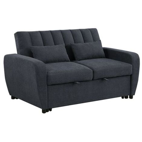 Modern and Versatile Velvet 2 Seater Guest Sofa Bed - Grey