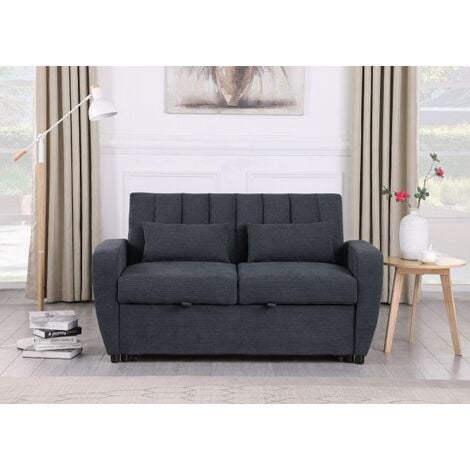 Modern and Versatile Velvet 2 Seater Guest Sofa Bed - Grey