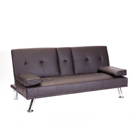 Black Leather Sofa Bed With Cup Holder | Cabinets Matttroy