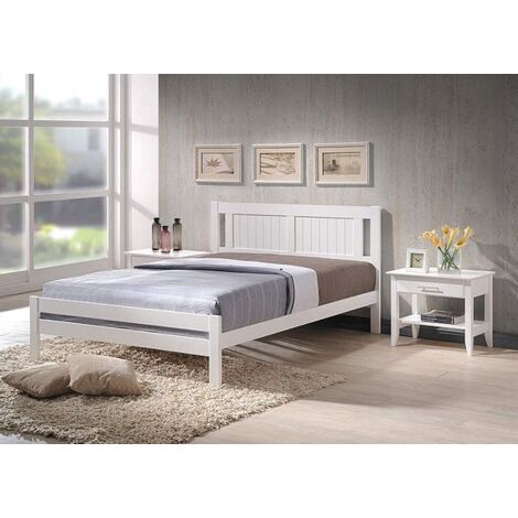 Glory Wooden Slatted Bed Frame in White (Frame Only) - 4FT6 Double