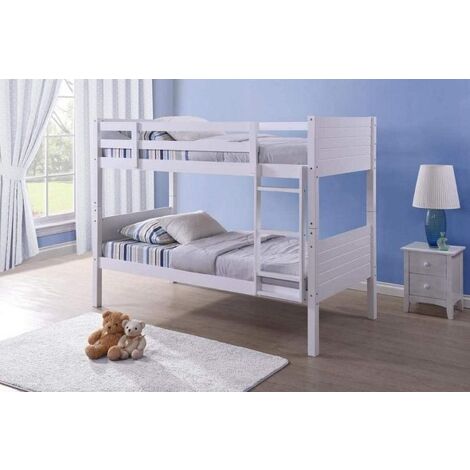 Lala White Wooden Bunk Bed, Converts To 2 Small Single Beds, Frame Only - 3FT Single