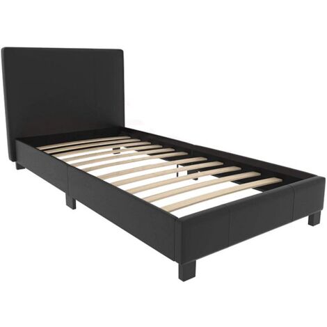 Prado Bed Stead Faux Leather (Frame Only) - Black, 3FT Single