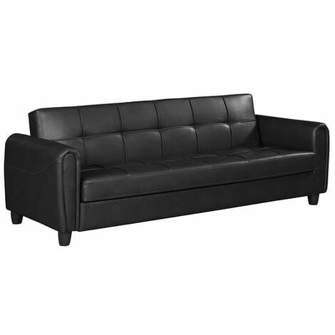 Homcom Deluxe Faux Leather Corner Sofa Bed Storage Sofabed Couch with Ottoman New Black 
