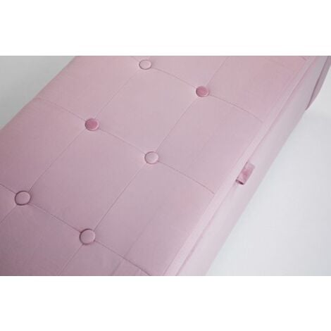 Hana Velvet Ottoman Large Padded Storage Bench - Pink