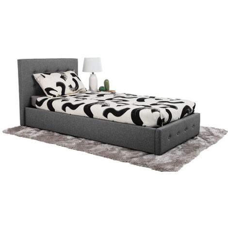 Bath Ottoman Gas Lift Fabric Storage Bed in Grey (Frame Only) - 3FT Single