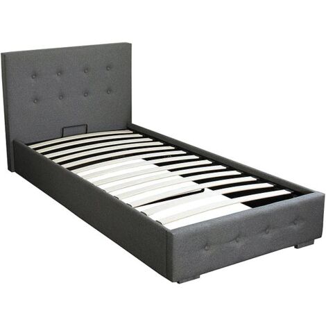 Bath Ottoman Gas Lift Fabric Storage Bed in Grey (Frame Only) - 3FT Single