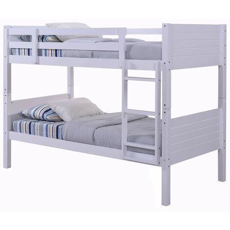 Humza Amani Lala Single 3FT Wooden Bunk Bed Frame; Splits into 2 Beds, Mattresses Included - 2x Economy Mattress