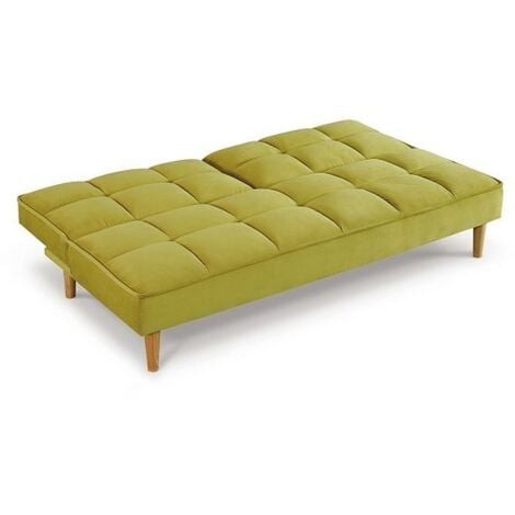 Manhattan Stylish and Versatile 3 Seater Velvet Sofa Bed - Lime