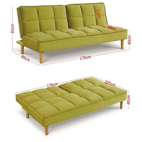 Manhattan Stylish and Versatile 3 Seater Velvet Sofa Bed - Lime
