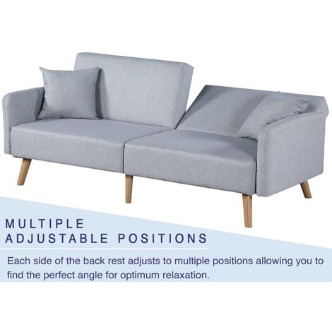 Zara 2 Seater Fabric Sofa Bed in Grey, With Matching Stool - Sofa Bed for Living Room