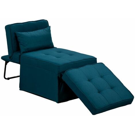 Mito 3 in 1 Travel Bed Converts into Pouffe Stool, Recliner Chair and Guest Bed - Blue
