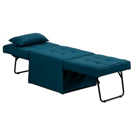 Mito 3 in 1 Travel Bed Converts into Pouffe Stool, Recliner Chair and Guest Bed - Blue