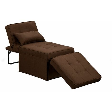 Mito 3 in 1 Travel Bed Converts into Pouffe Stool, Recliner Chair and Guest Bed - Brown