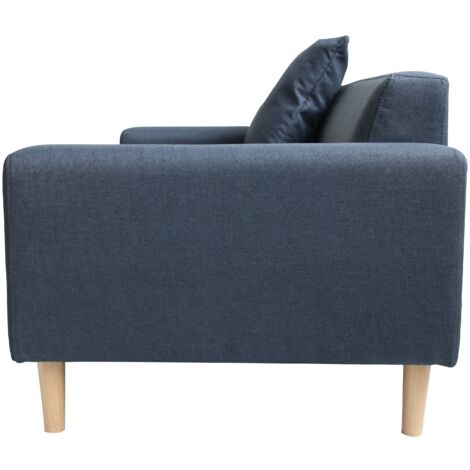 2 Seater Compact Sofa in a Box, Double, Living Room Furniture in Grey with Wooden Legs - Dark Grey