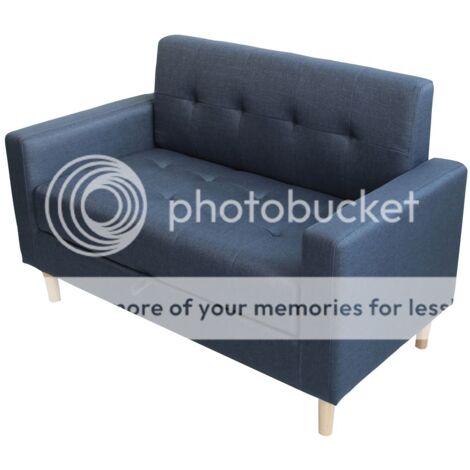 Smart Sofa in a Box, 2 Seater Fabric Sofa with Wooden Legs and Hidden Storage Space - Dark Grey